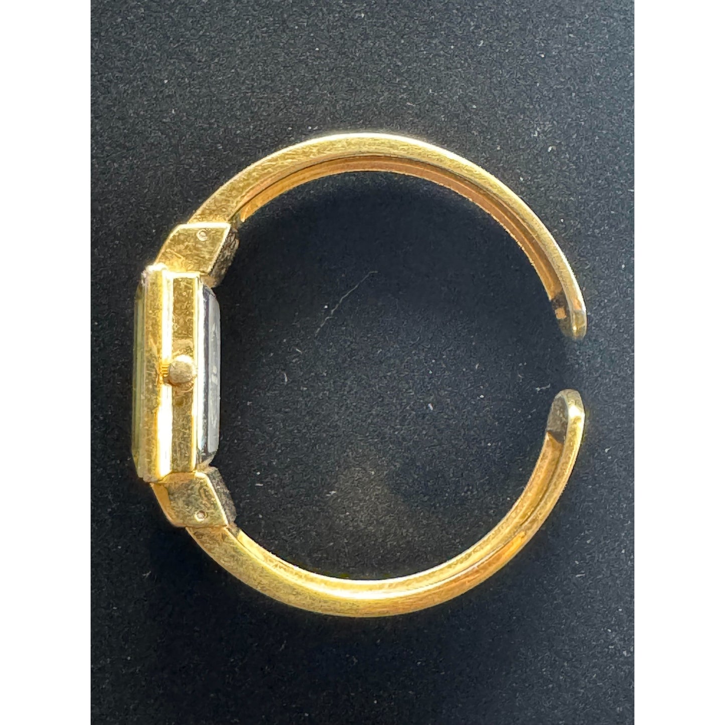 Vintage Ladies Bangle Watch - Gold Tone | Rectangular Case | Silver Dial | Japan Movement | Open Cuff Design