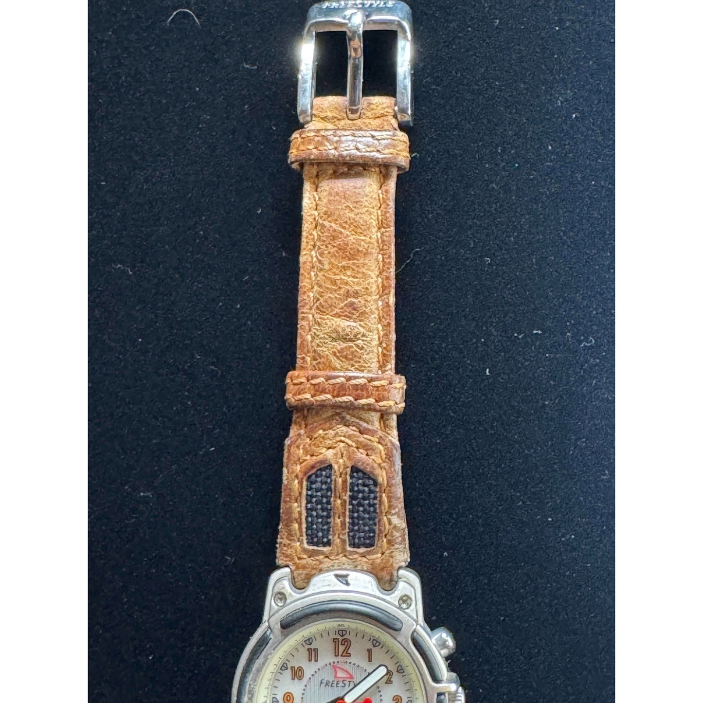 Freestyle Night Vision Watch - Silver Case | Cream Dial | Tan Leather Band | 100ft Water Resistant | Red Hands