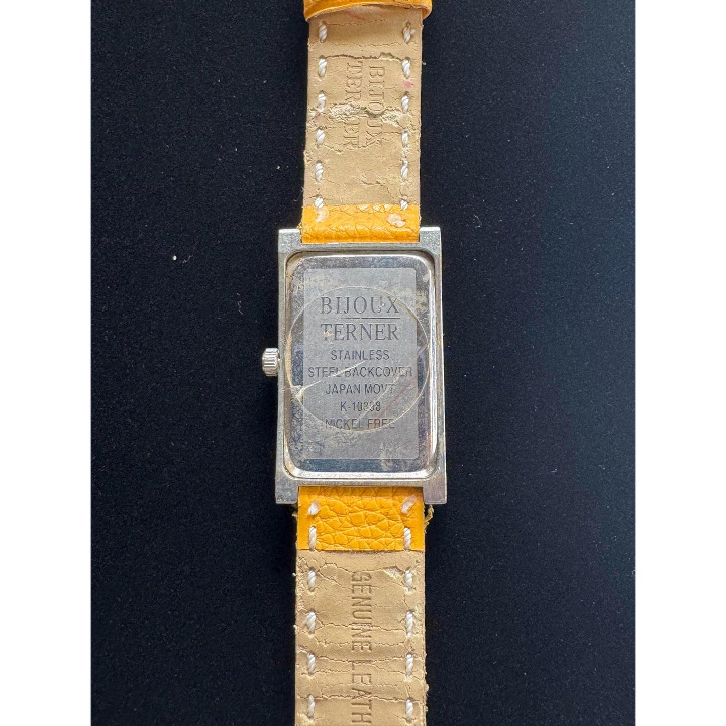 Bijoux Terner Watch - Rectangle Silver Case | Mustard Yellow Dial | Yellow Leather Band | Japan Movement | K-10038