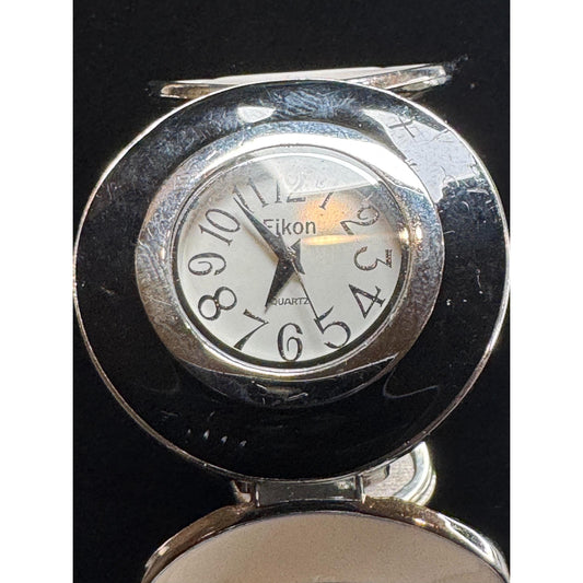 Fikon Designer Ladies Watch - Silver Open Link Bracelet | White Dial | Modernist Design | Quartz Movement