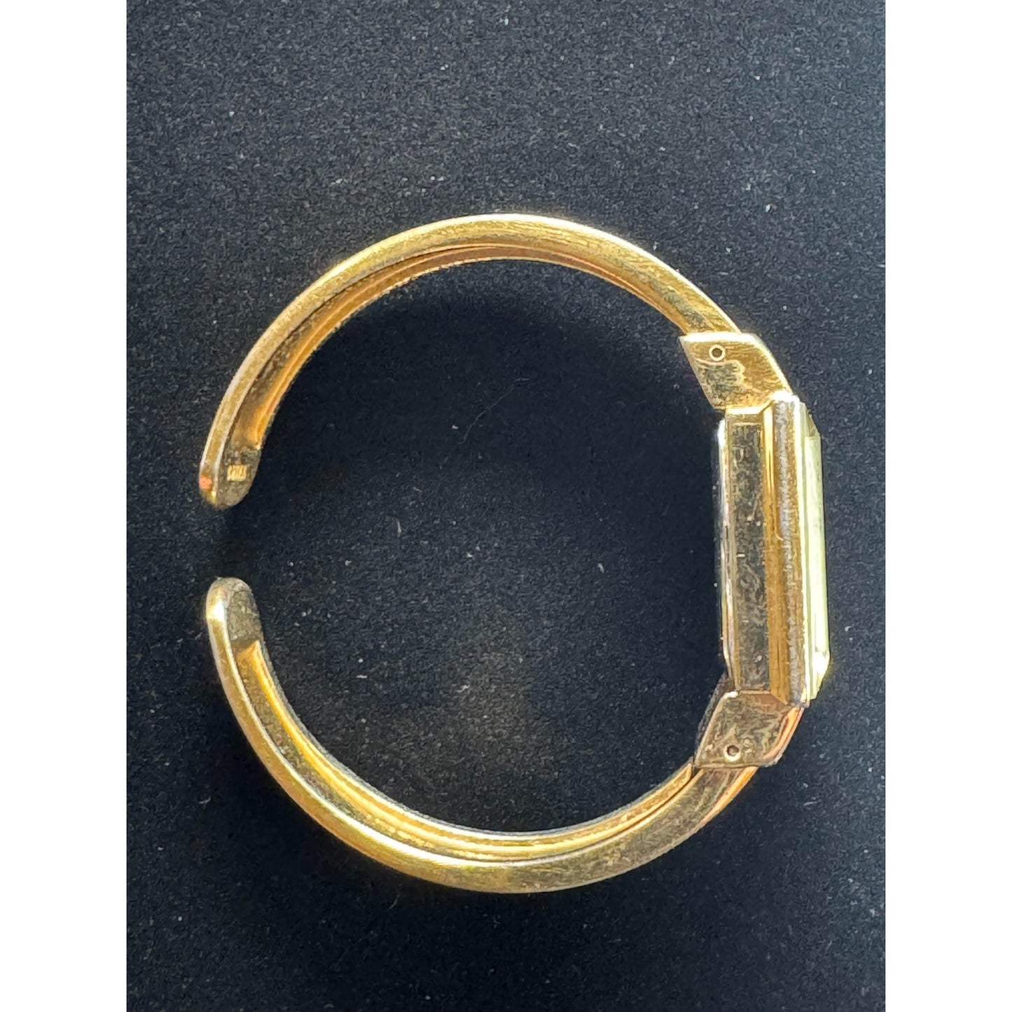 Vintage Ladies Bangle Watch - Gold Tone | Rectangular Case | Silver Dial | Japan Movement | Open Cuff Design