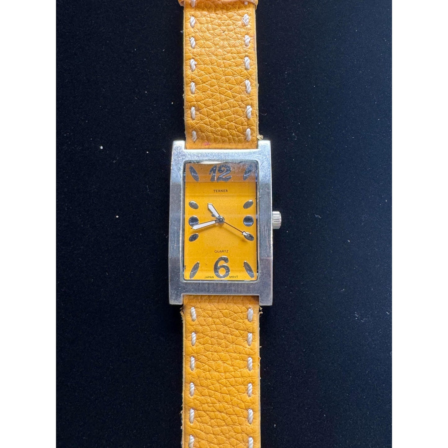 Bijoux Terner Watch - Rectangle Silver Case | Mustard Yellow Dial | Yellow Leather Band | Japan Movement | K-10038